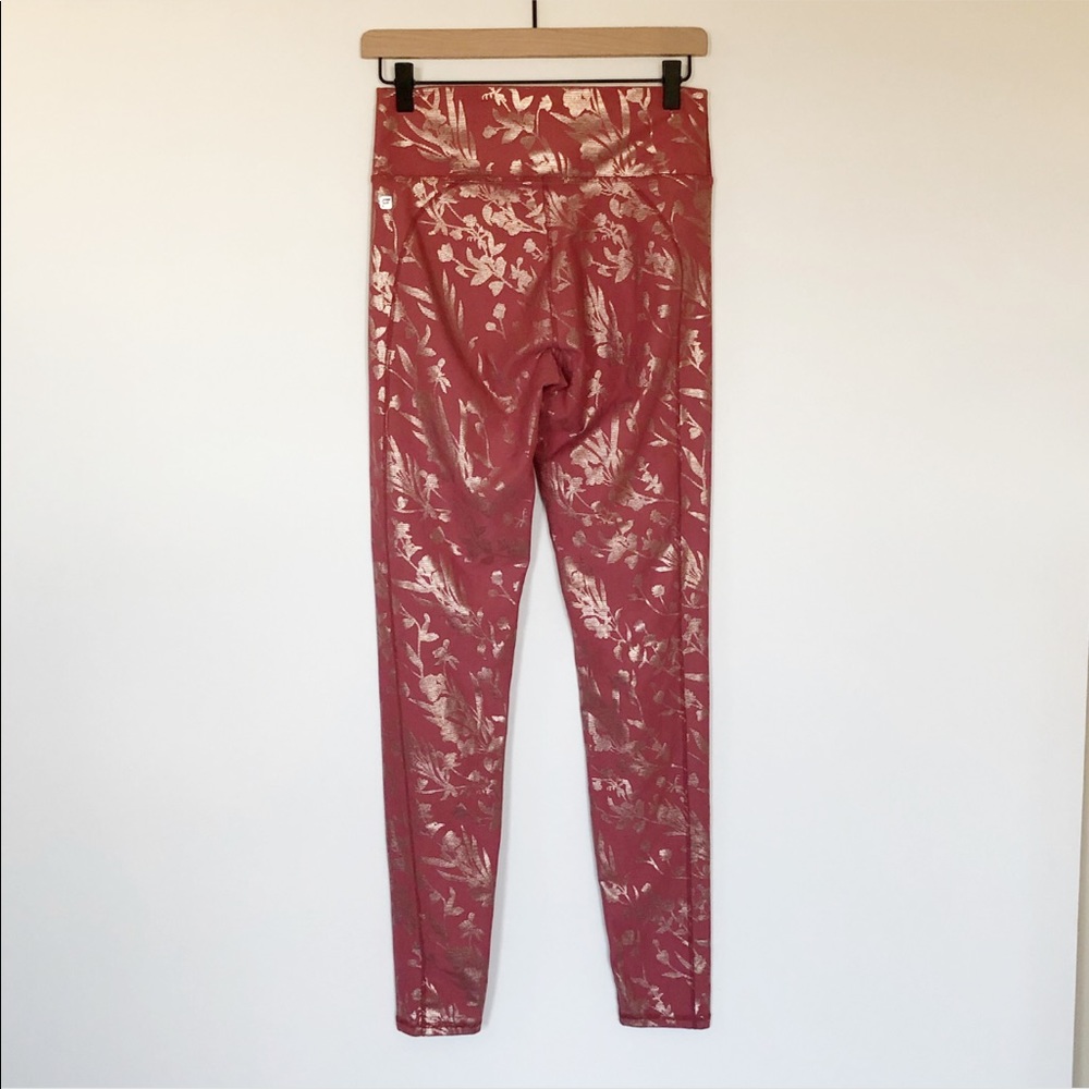 Fabletics High Rise Gold Embossed legging Pink - Picture 6 of 7